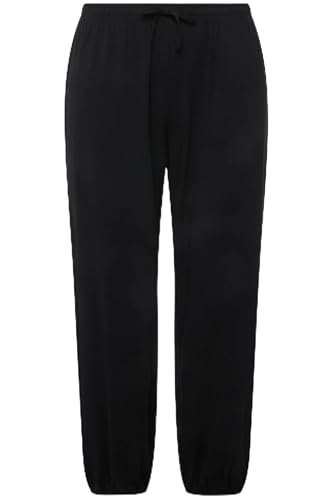 Ulla Popken Damen Pyjama-Hose, Modalmix, gerades Bein, Elastikbund, schwarz, 50/52 im Sale